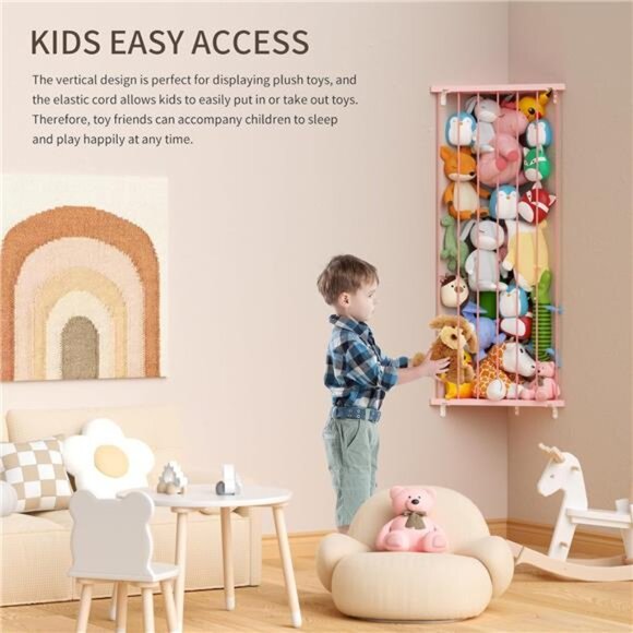 Corner Stuffed Animal Storage Toy Organizer - Stuffed Animals Holder with LED - Picture 5 of 7